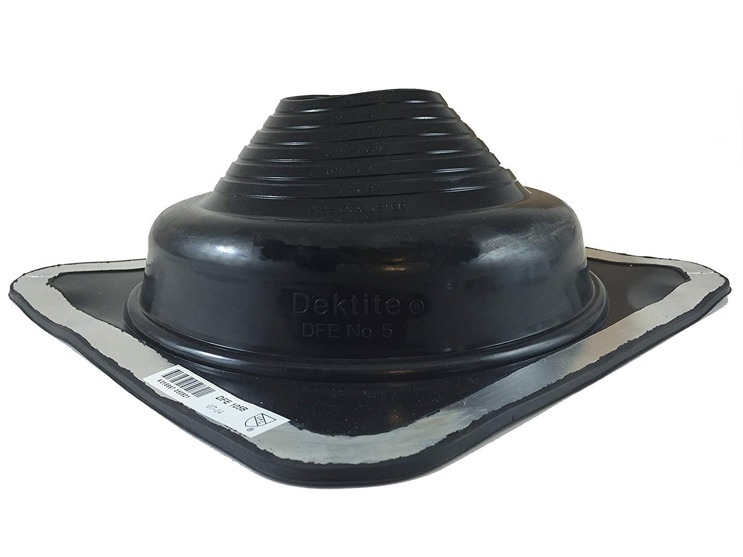DEKTITE SQUARE PIPE FLASHING BOOT 5 Black EPDM Pipe Flashing Dektite OD pipe size 4ʺ to 8ʺ 610HyfE9mWL SL1500