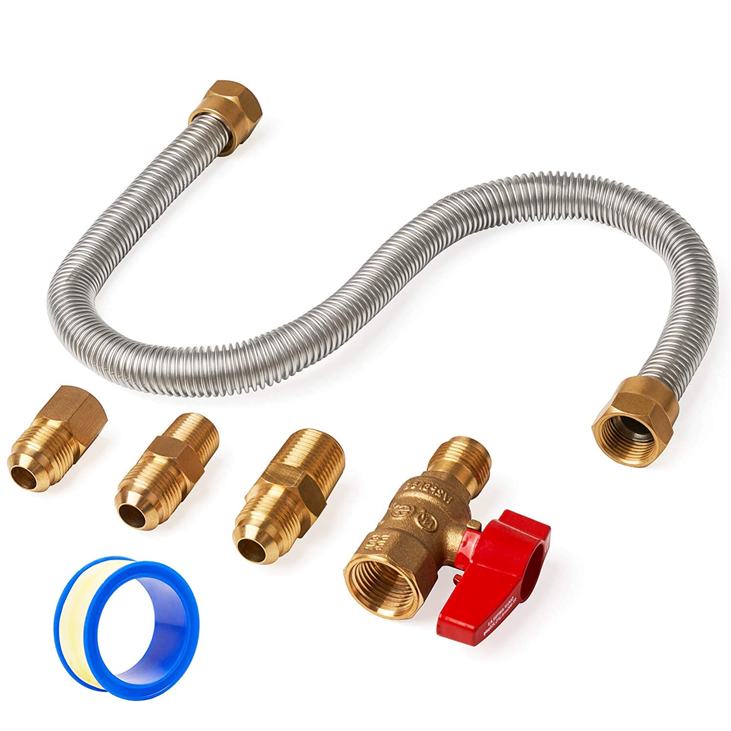 GASPRO e Stop Universal Gas Appliance Hook Up Kit Brass Gas Ball Valve and Flexible Gas Connector Fittings for Gas logs unvented Wall Mount 71xo0MRDZyL SL1500