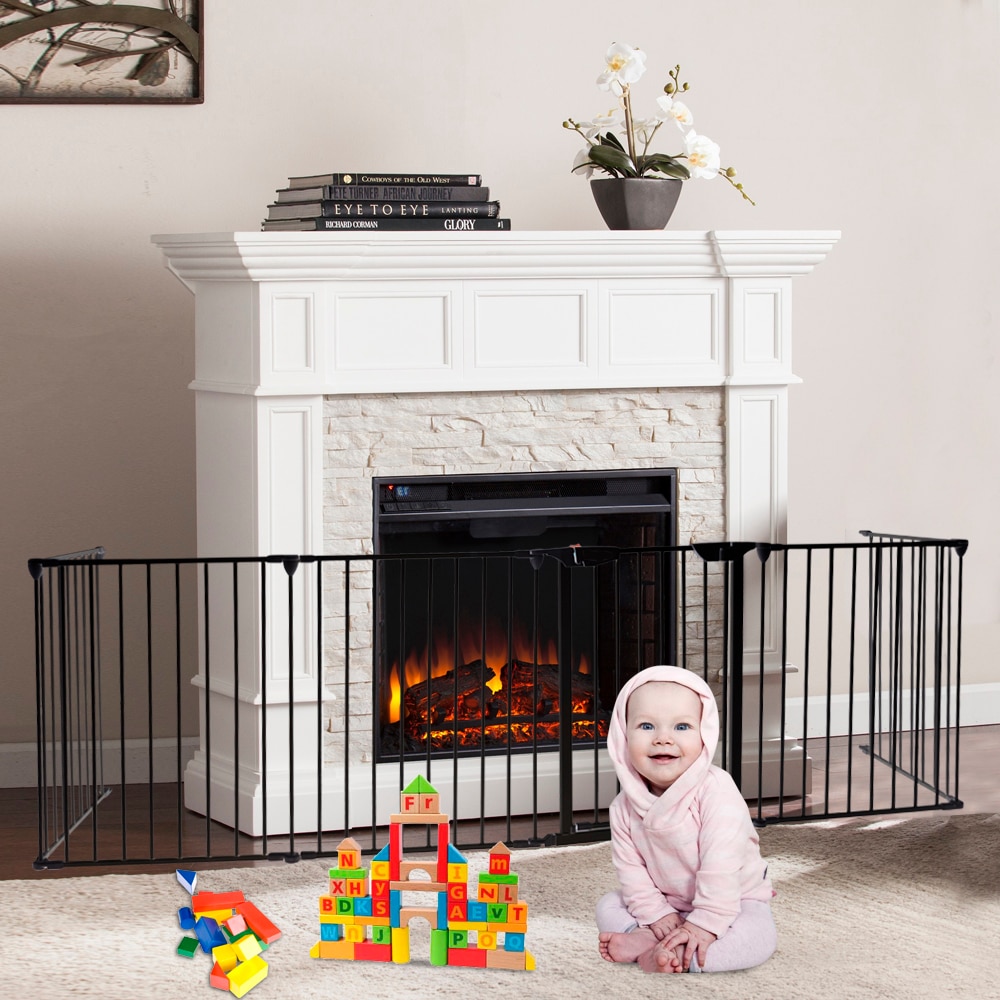 Fireplace Gate for Baby Proofing Awesome 6pcs Steel Fences Fireplace Safety Kids Fence Super Wide Adjustable Baby Gate and Play Yard Heavy Duty Metal Pet Dog Puppy Cat Exercise Fence Barrier