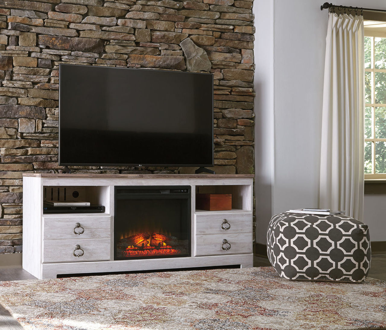 Fireplace Heater Tv Stand Inspirational the Willowton Whitewash Tv Stand with Led Fireplace
