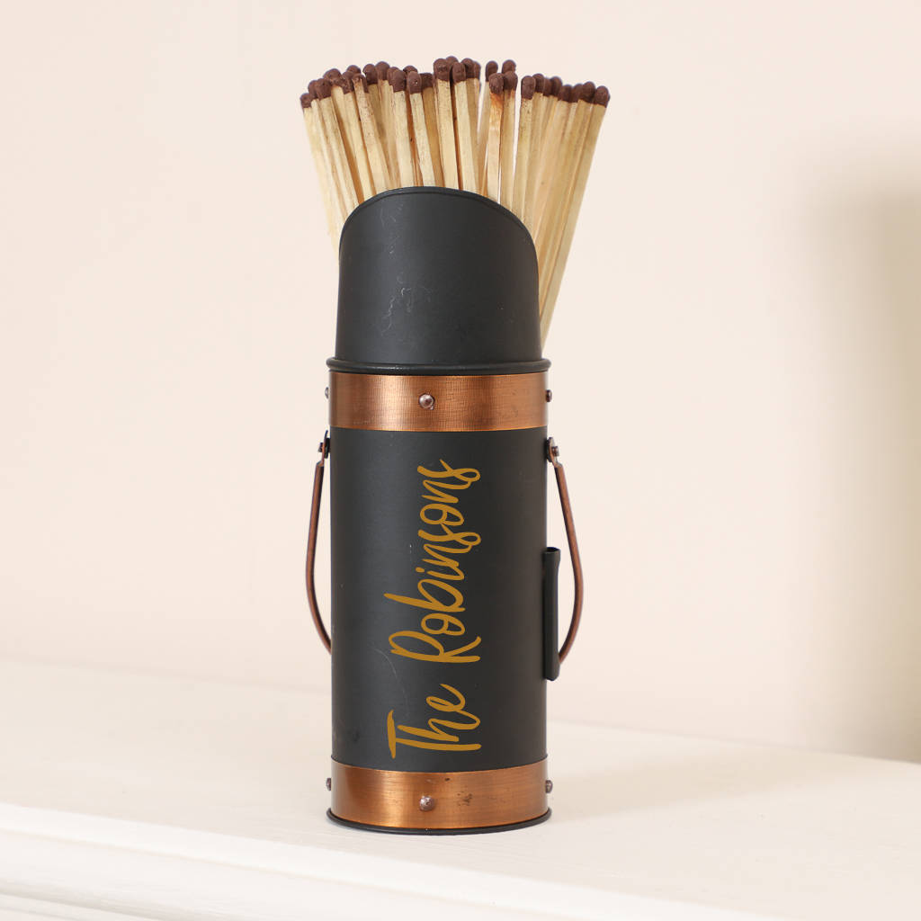 Fireplace Holder Best Of Personalised Black and Copper Fireside Match Holder