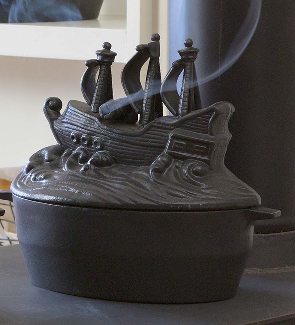 Fireplace Kettle Lovely Cast Iron Pirate Ship Wood Stove Steamer