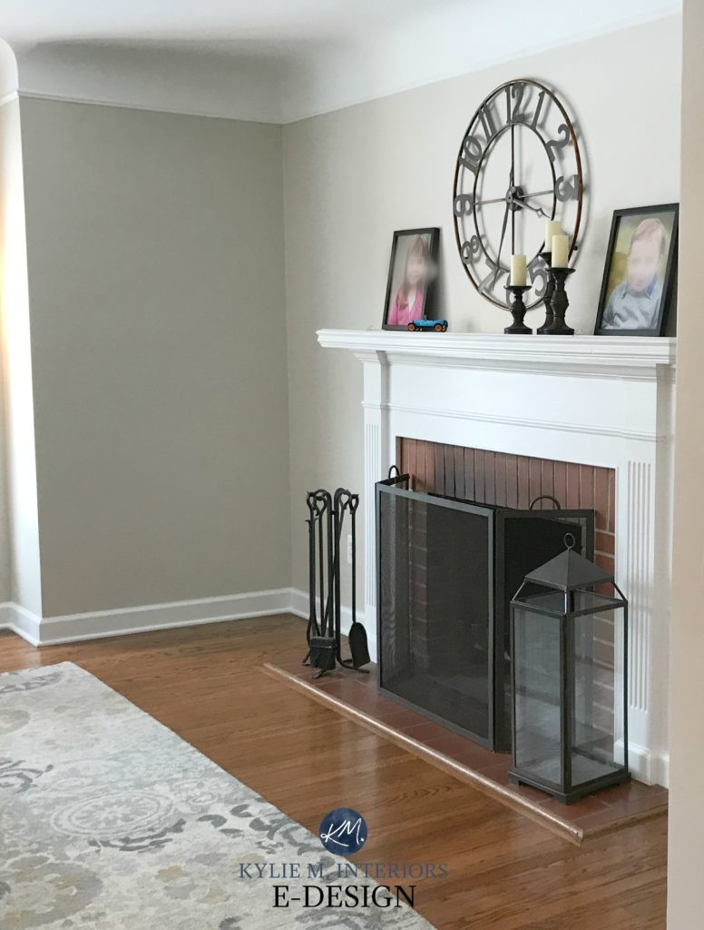 grey hardwood floors grey walls of colour review edge b gray benjamin moore within benjamin moore edge b gray red brick fireplace white mantel greige paint colour