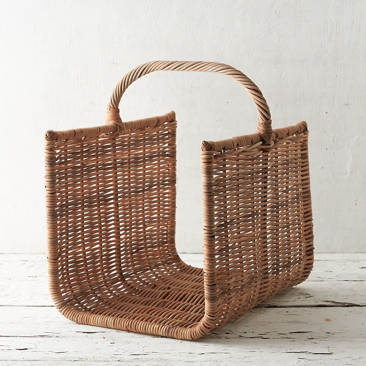 Wicker Firewood Basket in House Home Storage Accents at e561c32c26a8276a5f955ddc98e41b67