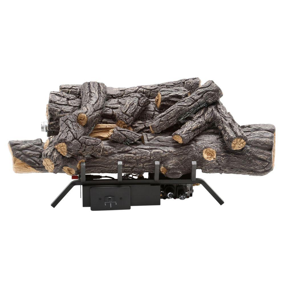 Savannah Oak 18 in Vent Free Natural Gas Fireplace Logs with Remote emberglow vented gas fireplace logs scvfr18n 64 1000
