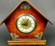 Fireplace Mantel Clock Elegant Mantel Clock Quartz Movement Dark Brown House Shape Tested