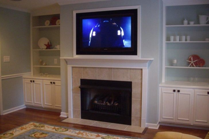Fireplace Mantel Height with Tv Above New In This Tv Over Fireplace Design the Tv is Framed with White