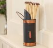 Fireplace Matches Elegant Personalised Black and Copper Fireside Match Holder