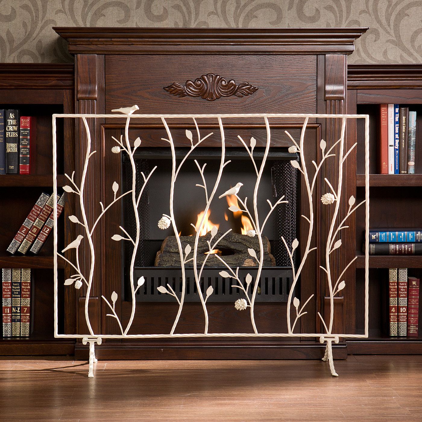 Fireplace Mesh Inspirational Wildon Home Bluewood Bird and Branch Metal Fireplace