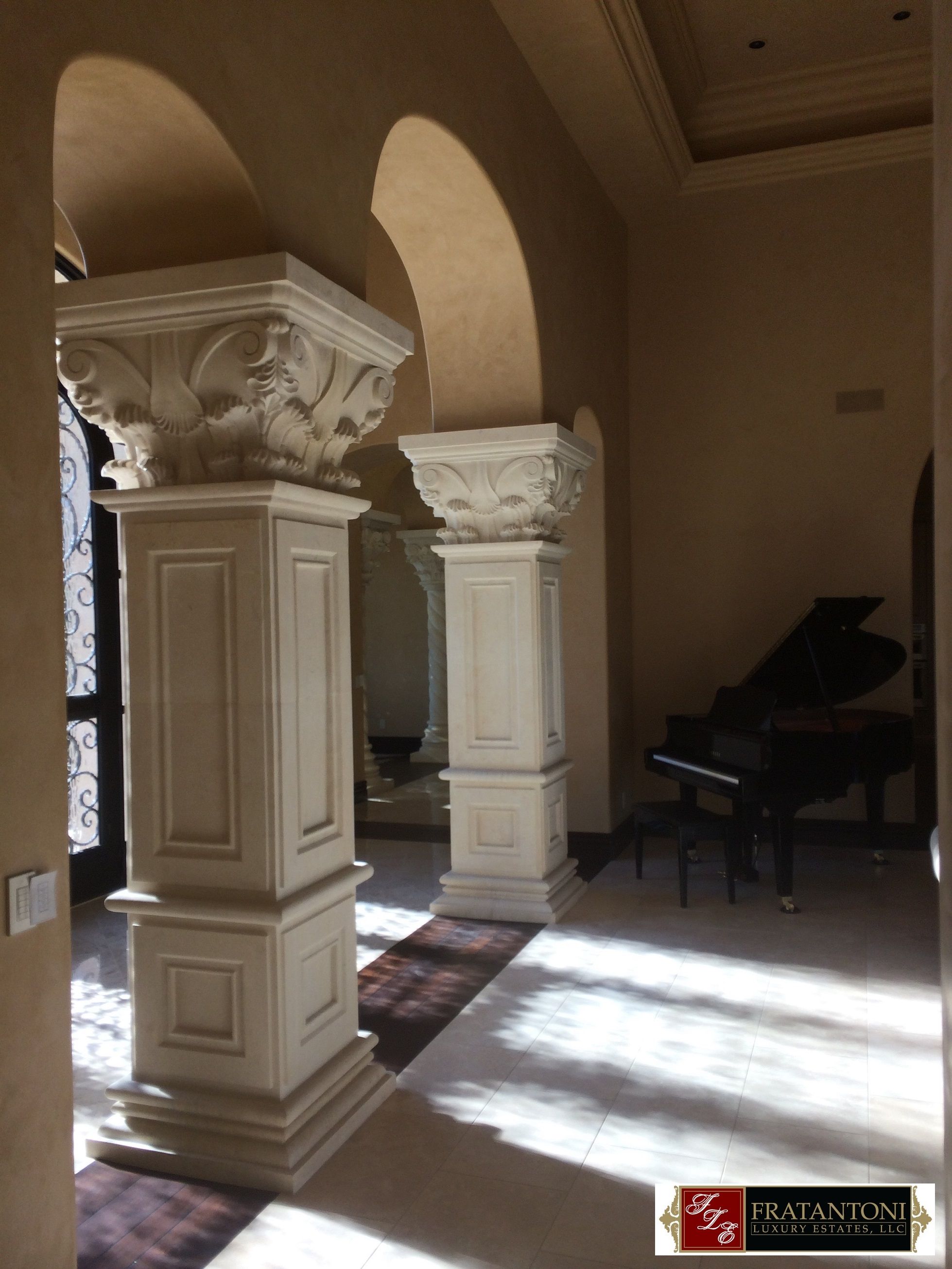 Fireplace Pilaster Elegant Square Temple Of Winds Columns In Limestone with Paneled