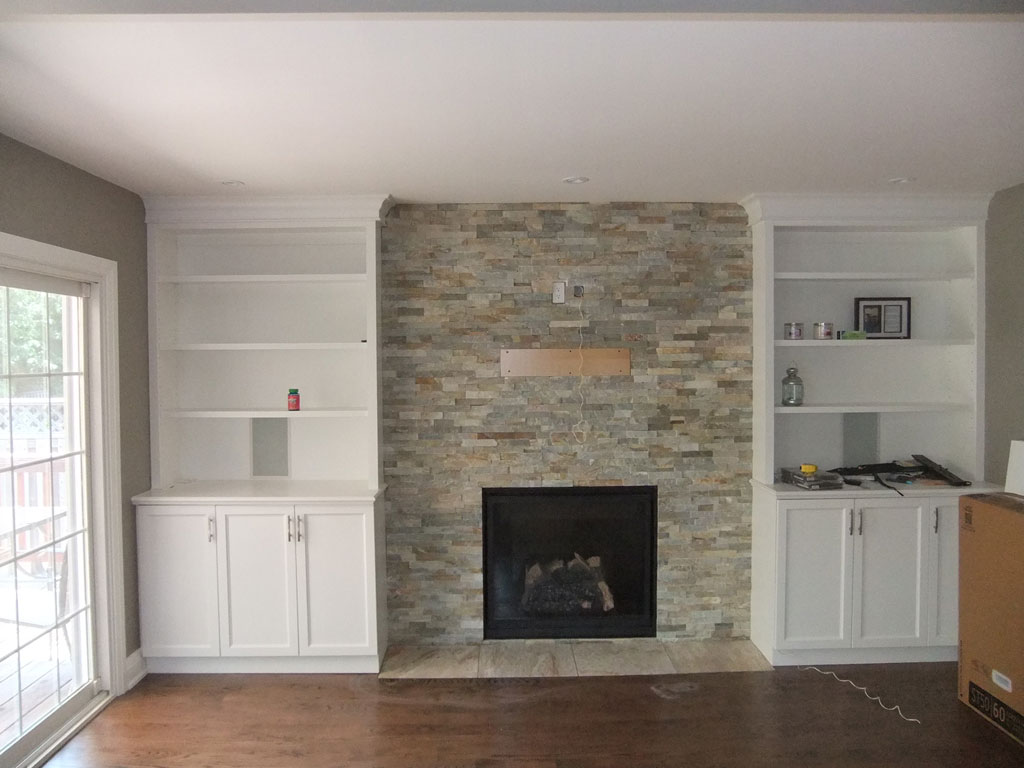 Ledger stone fireplace 1