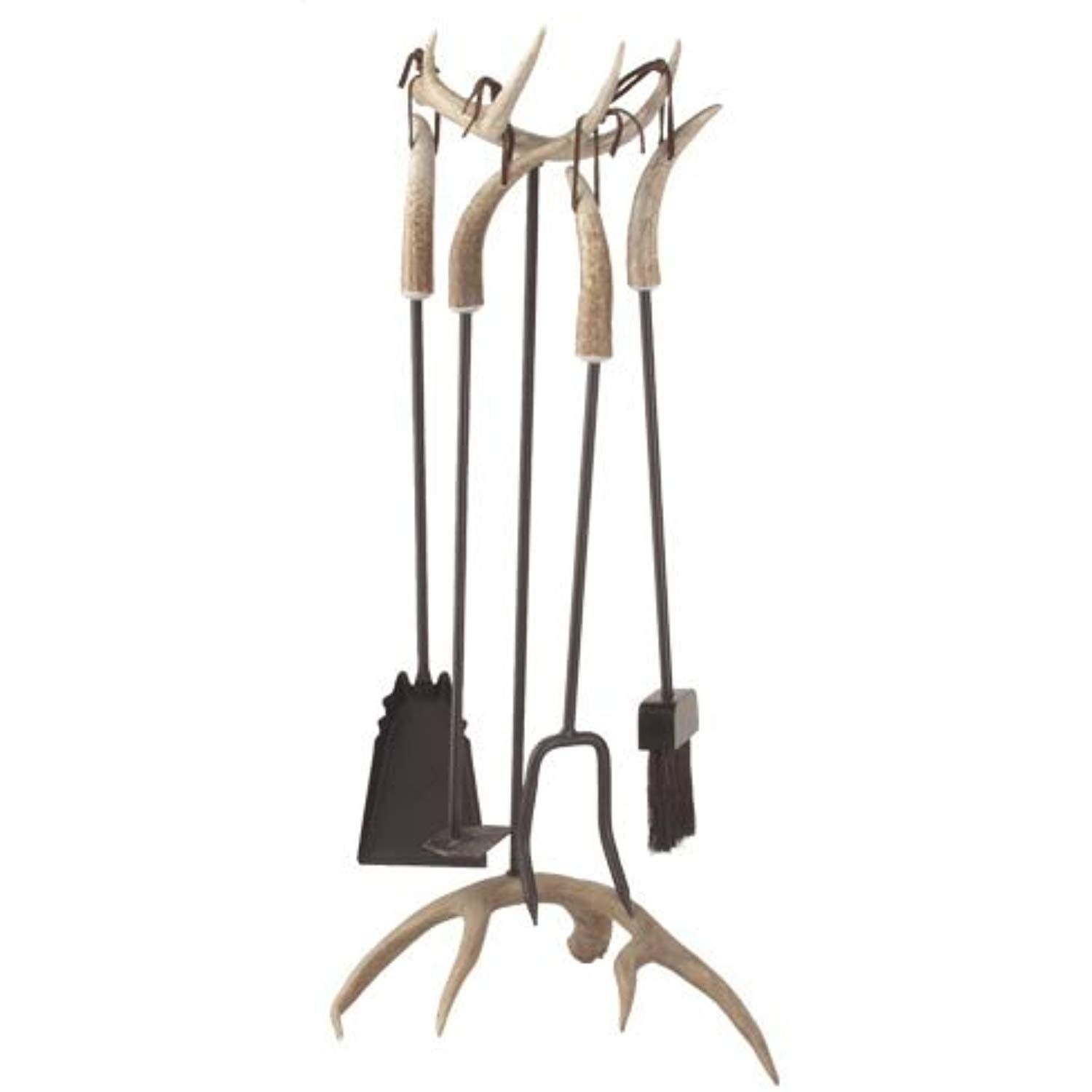 Fireplace Poker Set Beautiful Antler Fireplace Set W 4 tools Bristle Brush Real Deer