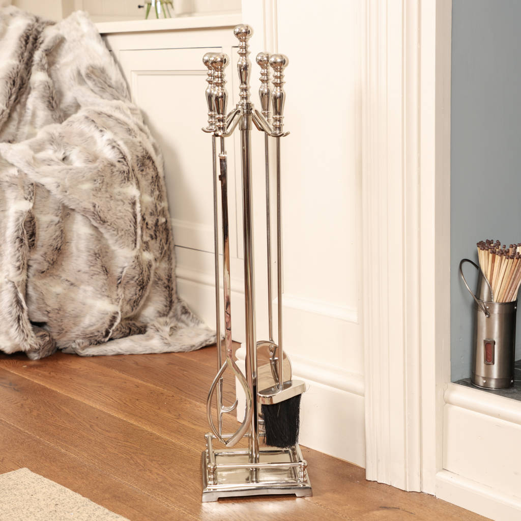 Greenwich Mirrored Traditional Fireside panion Set original mirror finish fireside panion set
