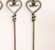 Fireplace Poker Set Luxury Antique Silver Iron Heart Handled Wall Mounted Shovel Poker