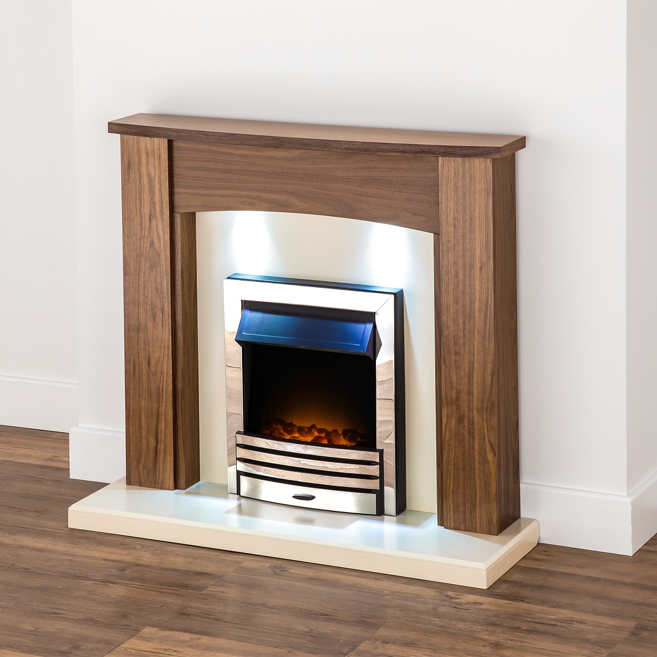 Fireplace Protector Luxury Details About Adam Fireplace Suite Walnut & Eclipse Electric Fire Chrome and Downlights 48"