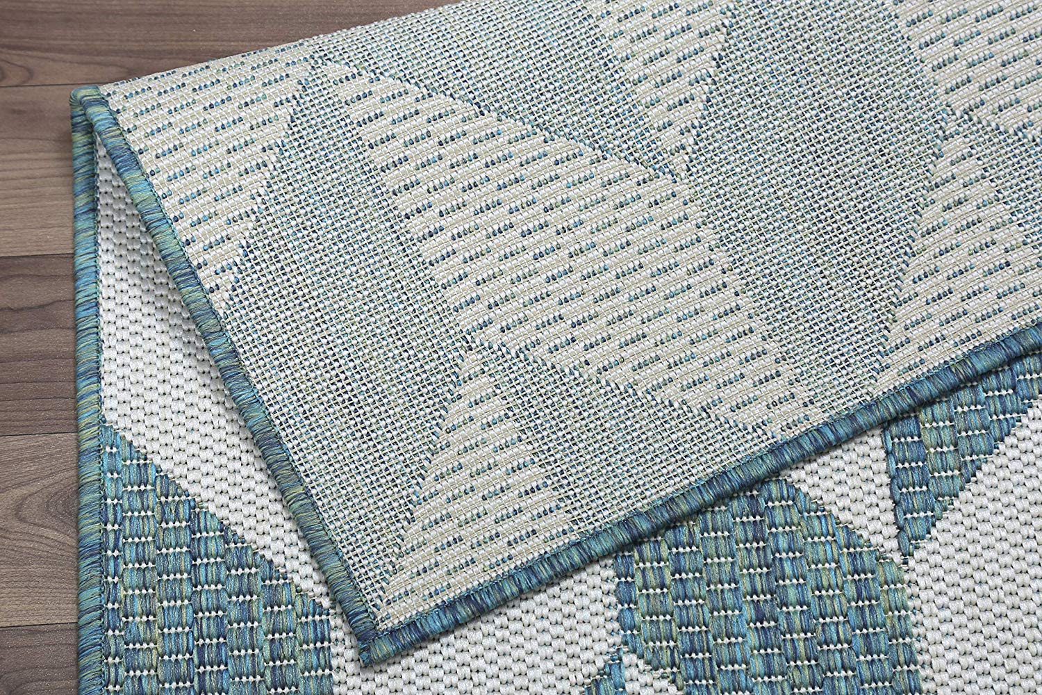 PRIYATE Florida Collection All Weather Indoor Outdoor Geometric Triangle Rug for Living Room Bedroom and Dining Room 5 3" x 7 6” Ocean A18PidUmrgL SL1500
