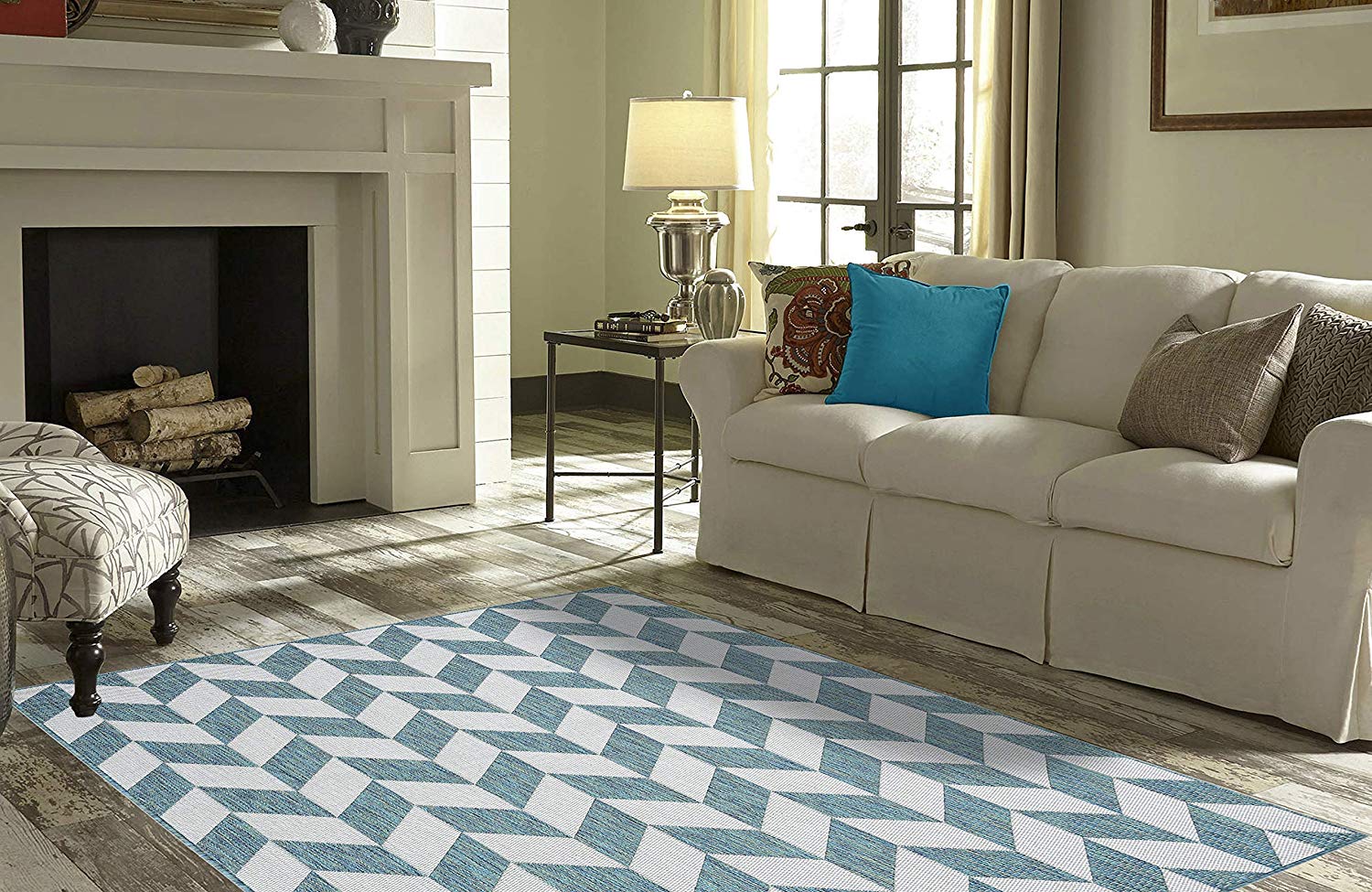 Fireplace Rugs Amazon Inspirational Priyate Florida Collection All Weather Indoor Outdoor Geometric Triangle Rug for Living Room Bedroom and Dining Room 5 3" X 7 6” Ocean