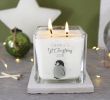 Fireplace Scent Awesome Baby Penguin First Christmas Scented Square Candle
