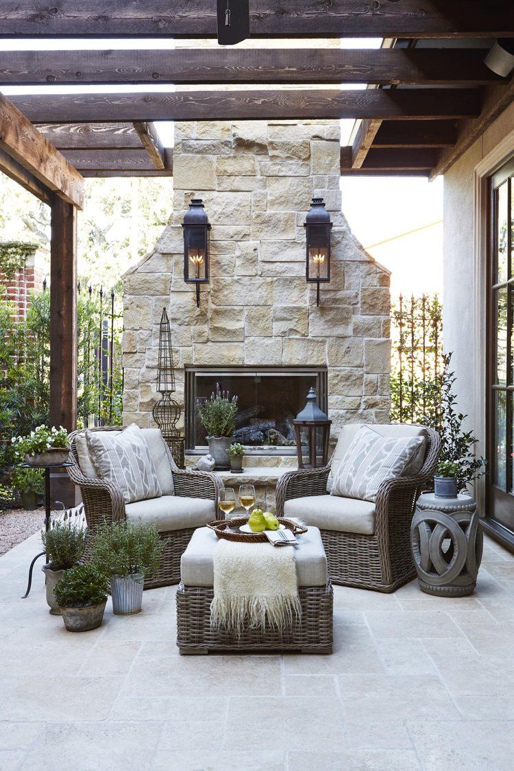 Fireplace Stone and Patio Unique Country French Loggias Traditional Home