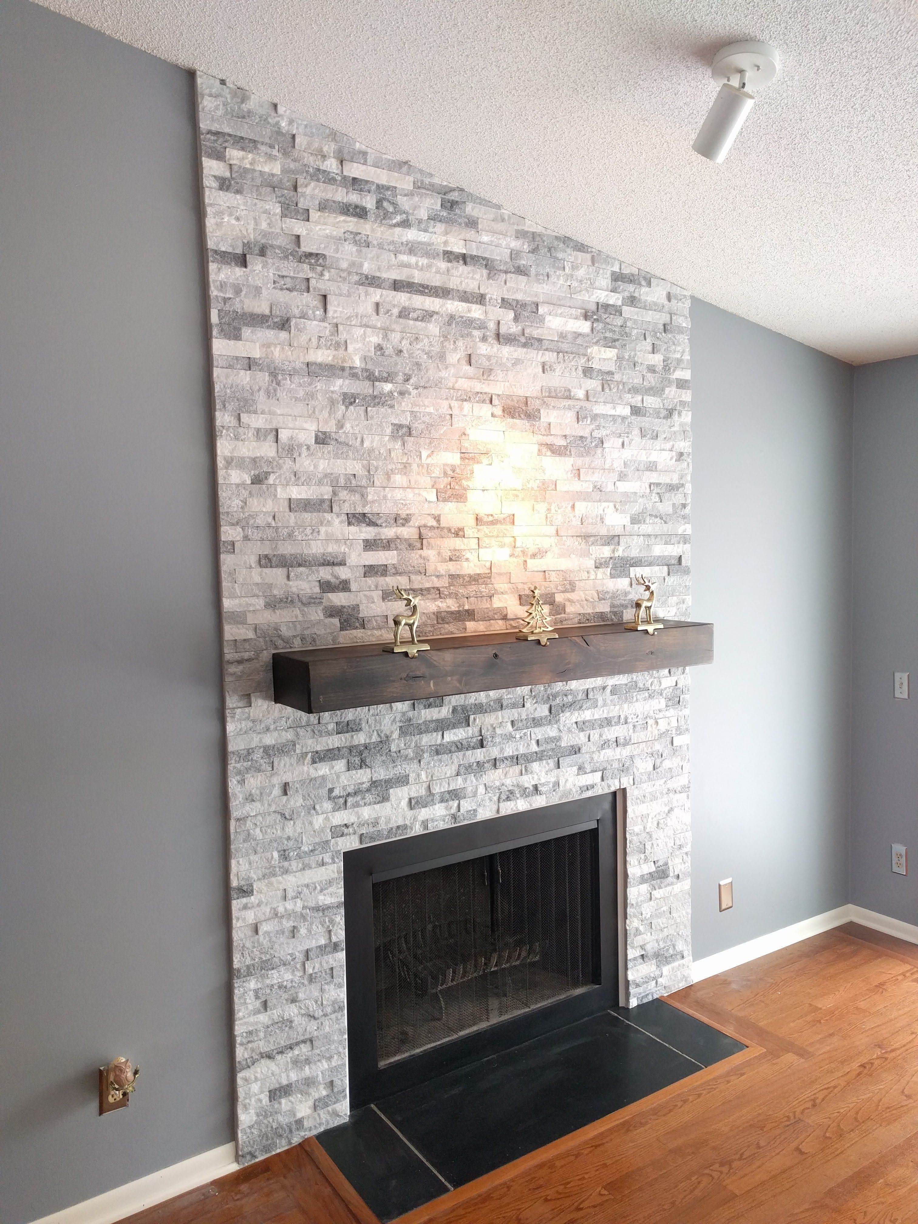 Interior Find Stone Fireplace Ideas Fits Perfectly To Your ceiling lighting with stone fireplace ideas plus wooden fireplace mantle and light grey painted walls also wooden floors for attractive modern living room design ideas brown fireplace decor tv over st