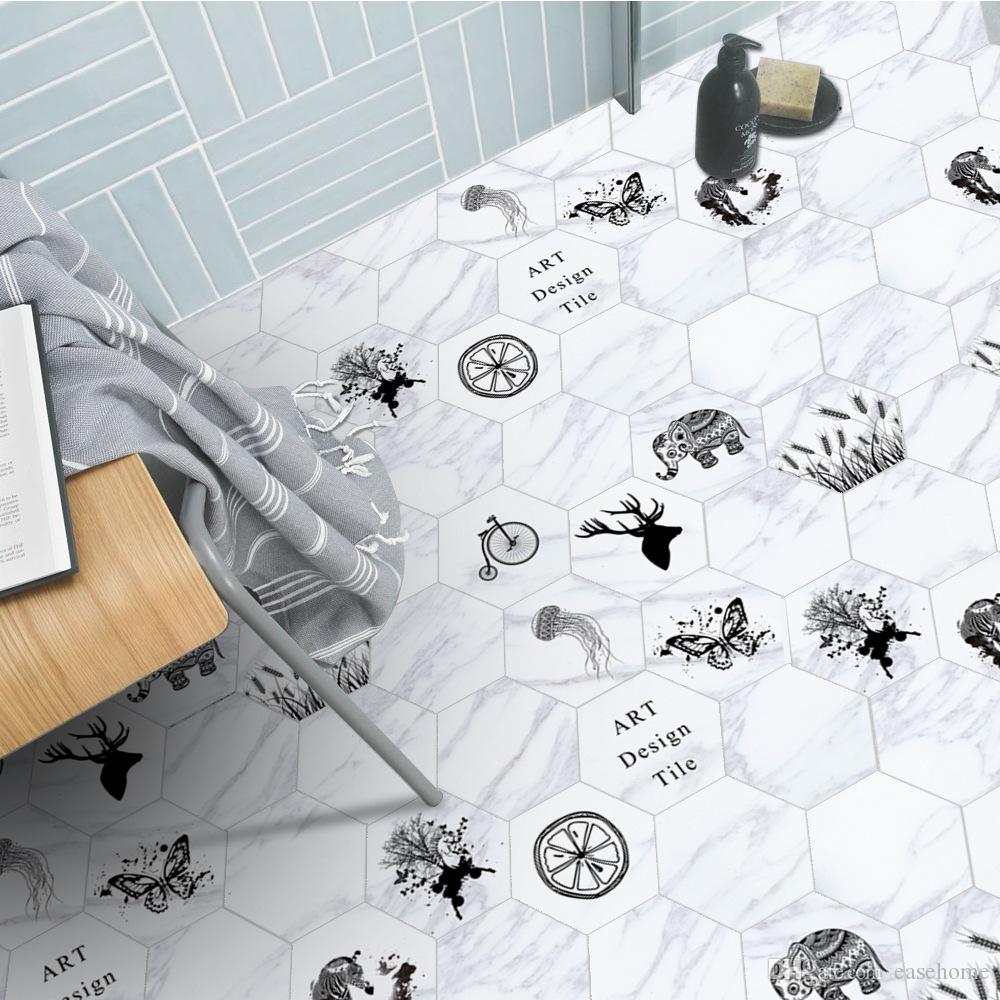 Fireplace Tile Stickers Inspirational nordic Style Stickers Elk Printed Spa Bathroom and Kitchen Eco Friendly Pvc Wall Stickers Waterproof for Home Decoration Fireplace Tile Stickers