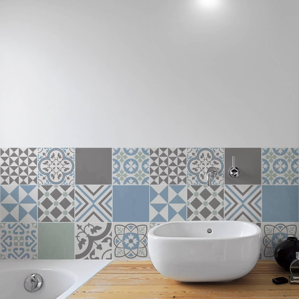 Pastel Portuguese Tile Stickers Set Pack 24 original pastel portuguese tile stickers set pack of 24