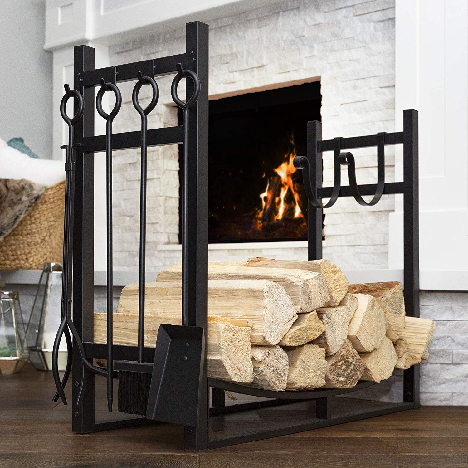 Best Choice Products 43 5in Steel Firewood Log Storage Rack Accessory and Tools for Indoor Outdoor Fire Pit Fireplace w Removable Kindling Holder 819a2p0F cL SL1500