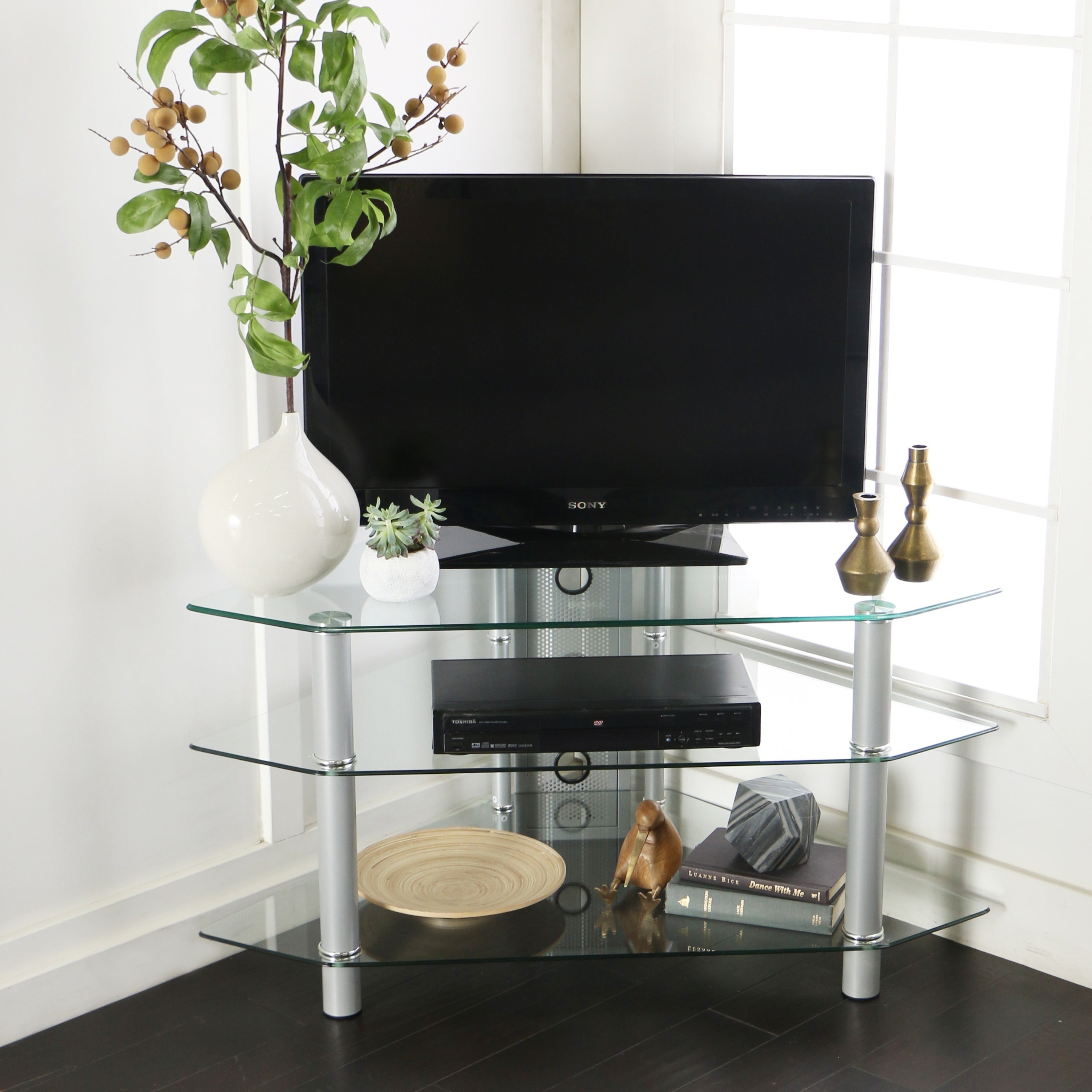Fireplace Tv Stand 70 Inch Elegant Glass Metal 44 Inch Corner Tv Stand