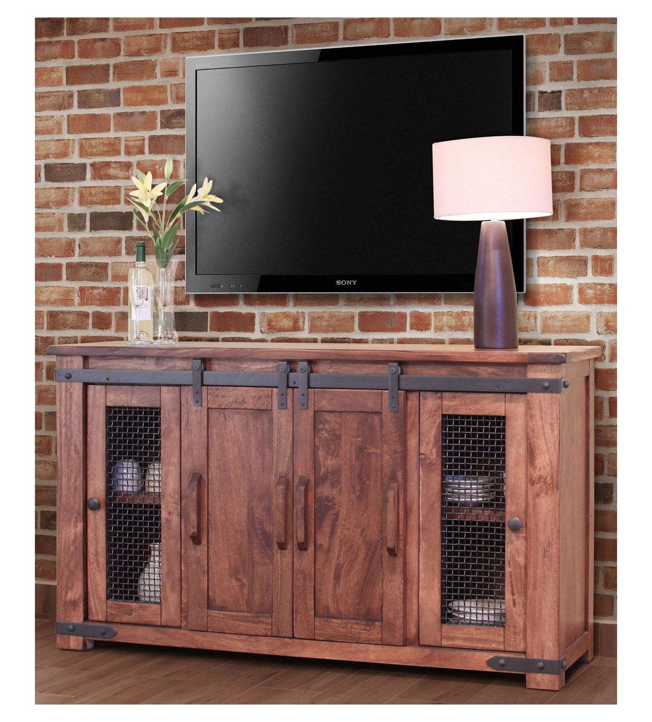 Fireplace Tv Stand Barn Door Awesome Parota Rustic 60" Tv Stand W Cabinet Doors