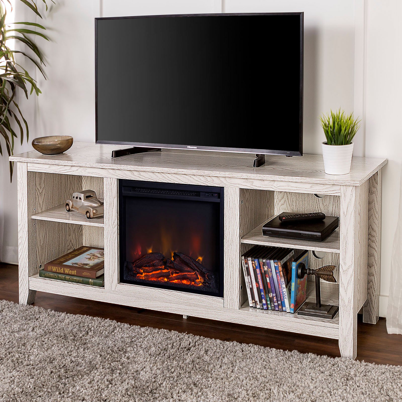 Fireplace Tv Stand for 65 Inch Tv Awesome Walker Edison Fireplace Tv Stand White Wash In 2019
