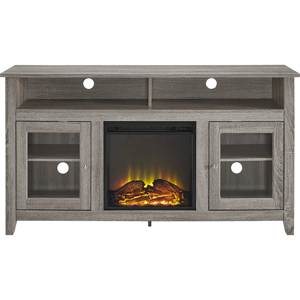 Walker Edison Freestanding Fireplace Cabinet TV Stand for Most Flat Panel TVs Up to 65" Driftwood sd