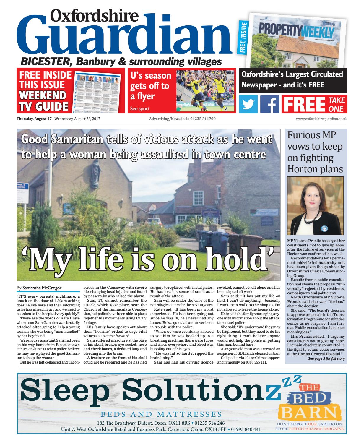 17 august 2017 oxfordshire guardian bicester by Taylor page 1