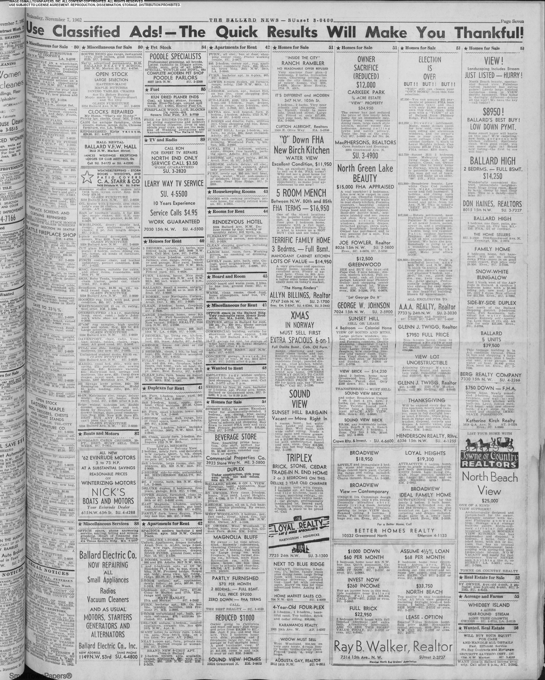 Ballard News Tribune November 7 1962 Page 7 page imagep
