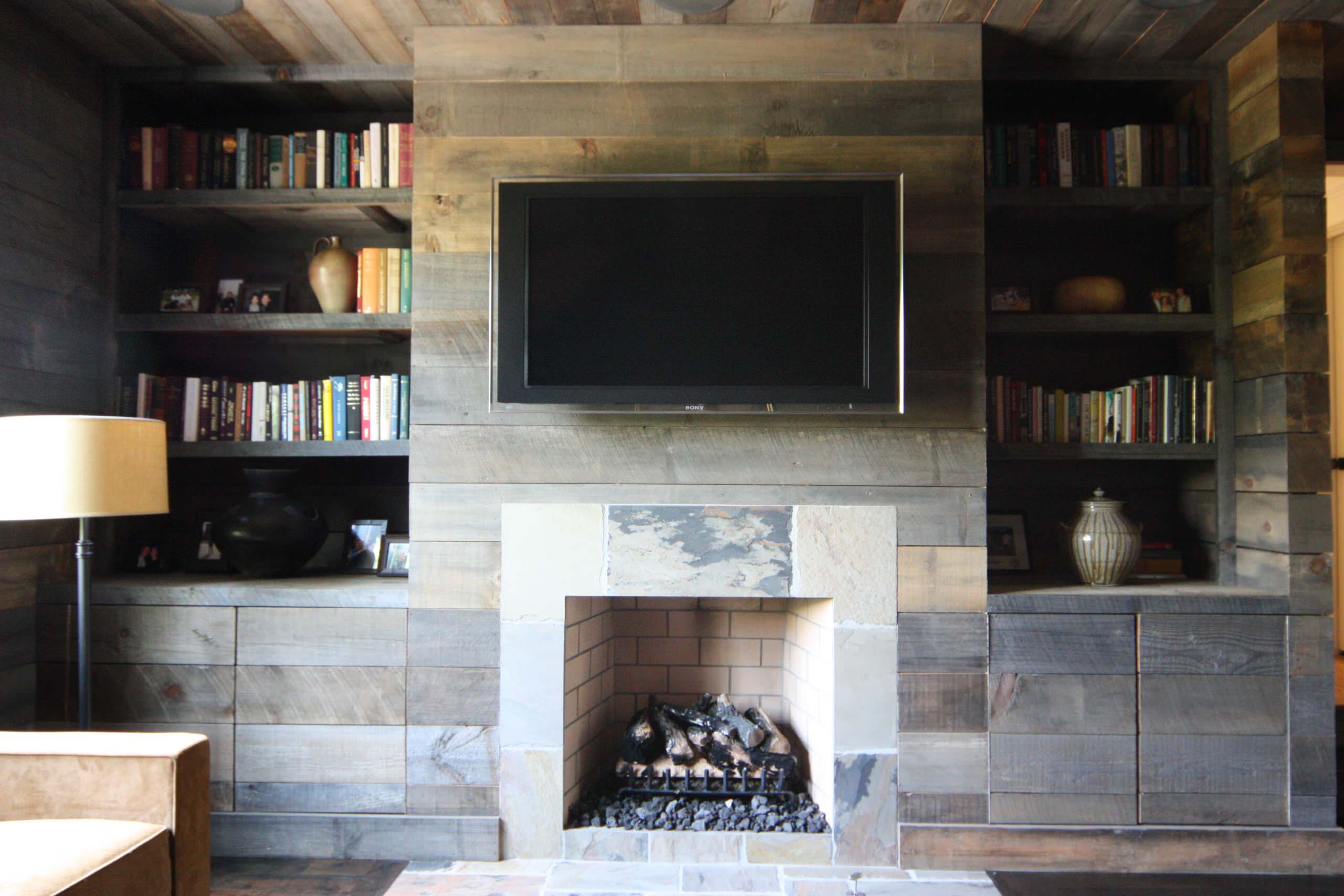 Bookshelves Fireplace home design