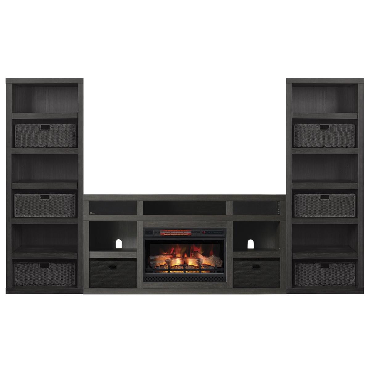 Fireplace with Bookshelves On Each Side Beautiful Fabio Flames Greatlin 3 Piece Fireplace Entertainment Wall