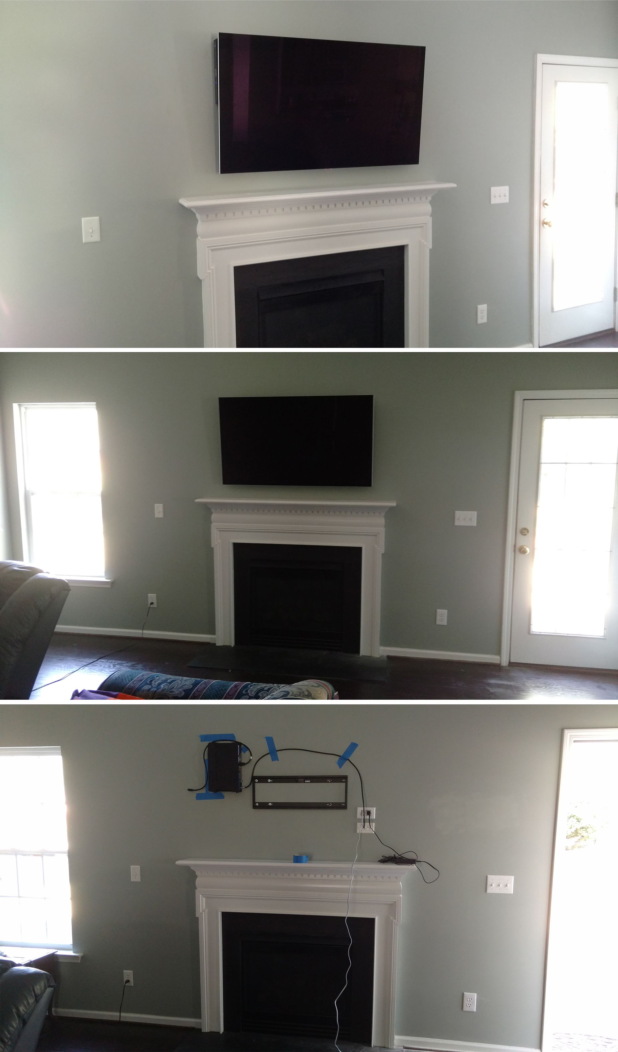 Fireplace with soundbar Luxury Tv Installation In Greenville Sc