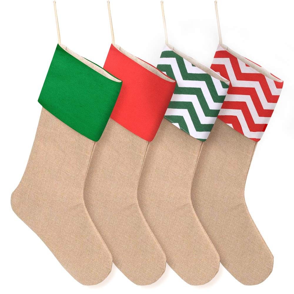 4 Pieces Christmas Burlap Stockings Xmas Fireplace Hanging 220d33c91b64ca082d617e dc6d0