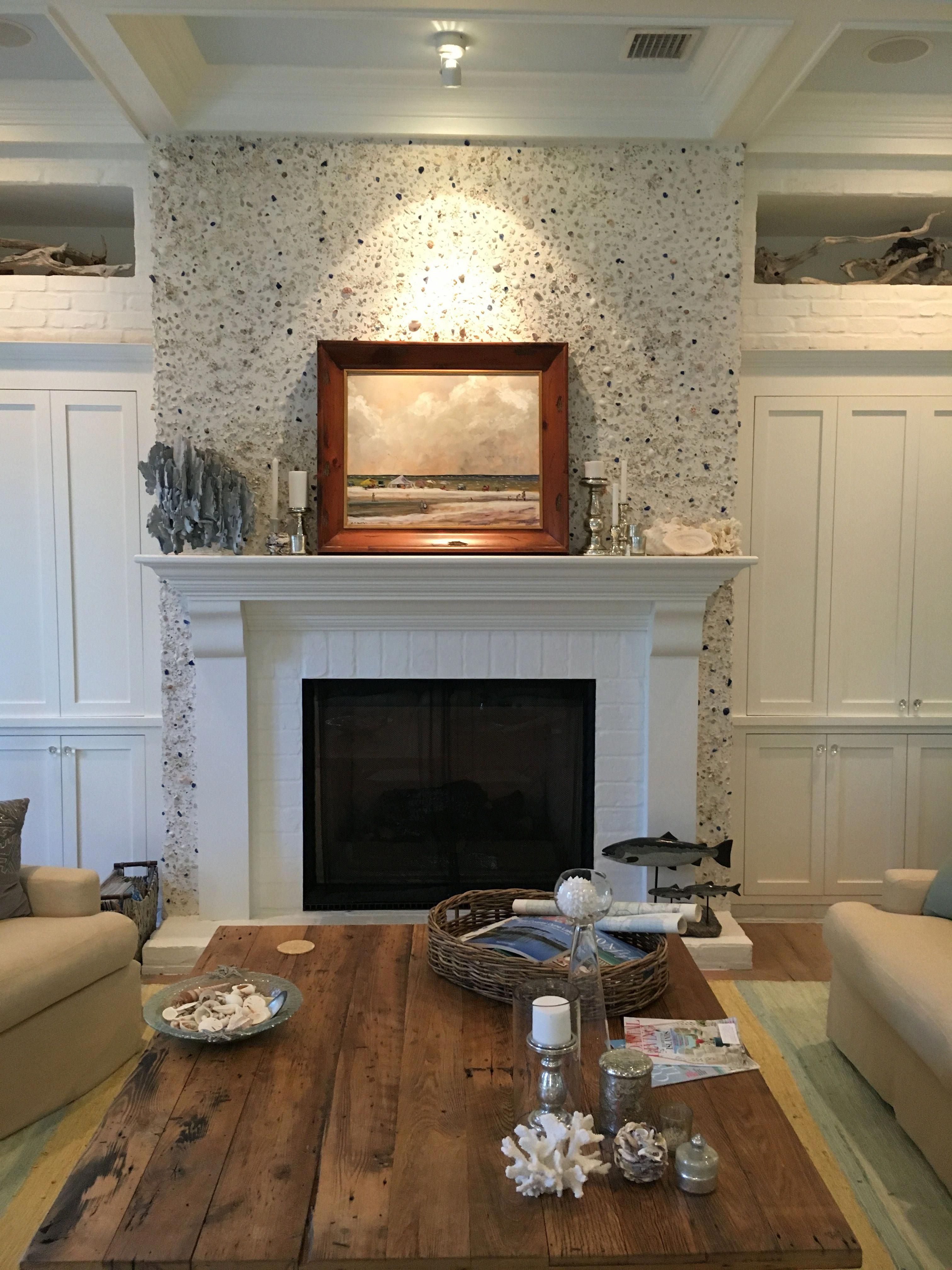 Fireplaces and More Beautiful Hollows Fireplace with Tabby Stucco