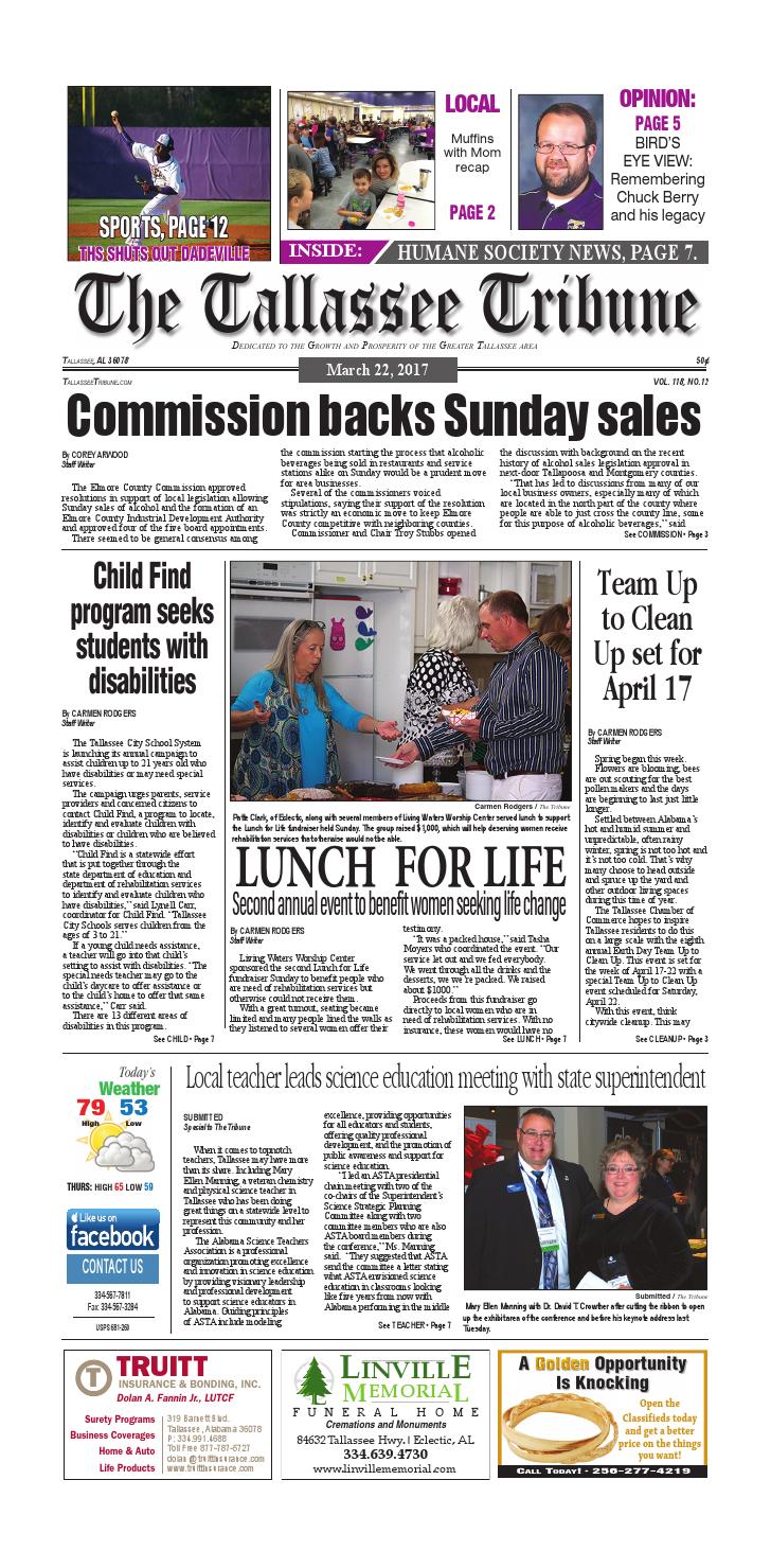 March 22 2017 Tallassee Tribune by Tallapoosa Publishers page 1