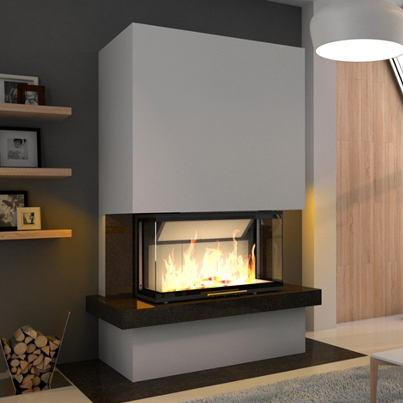 Fireplaces Etc Elegant Kaminbausatz Royal Extra Mit Volcano 3bth 11kw Dreiseitig Mit Hebetür