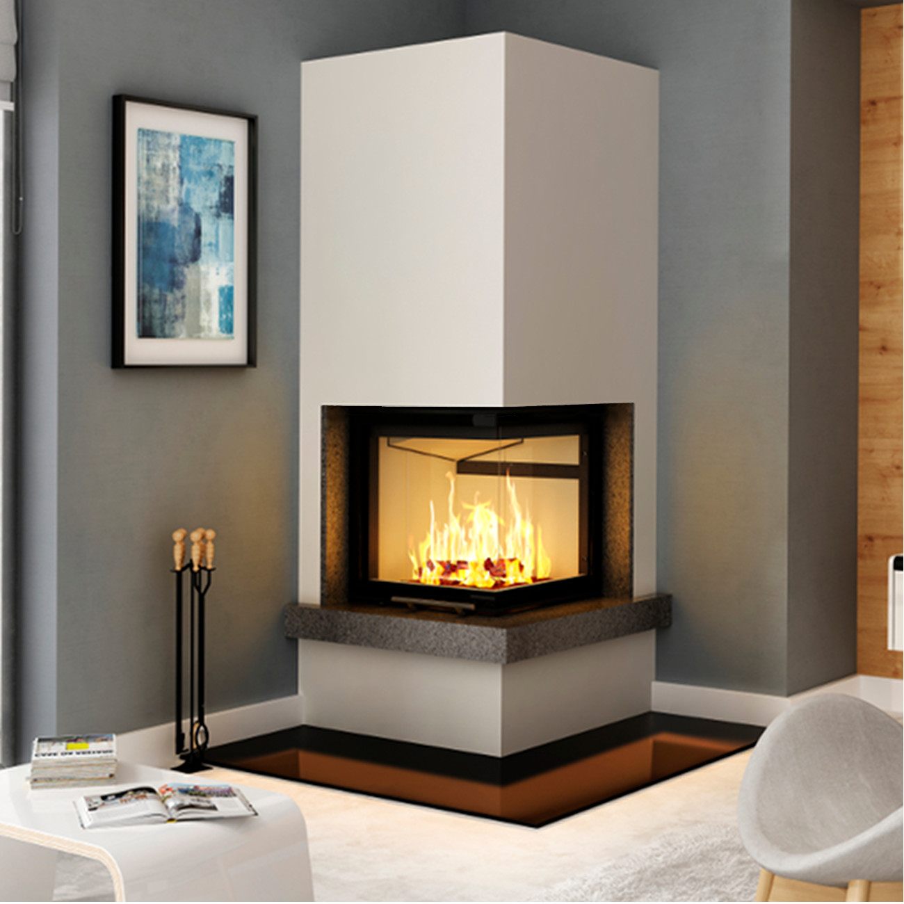 Fireplaces Etc Luxury Kaminbausatz Imperial Smart 2pth 7kw Eckkamin Rechts Hebetür