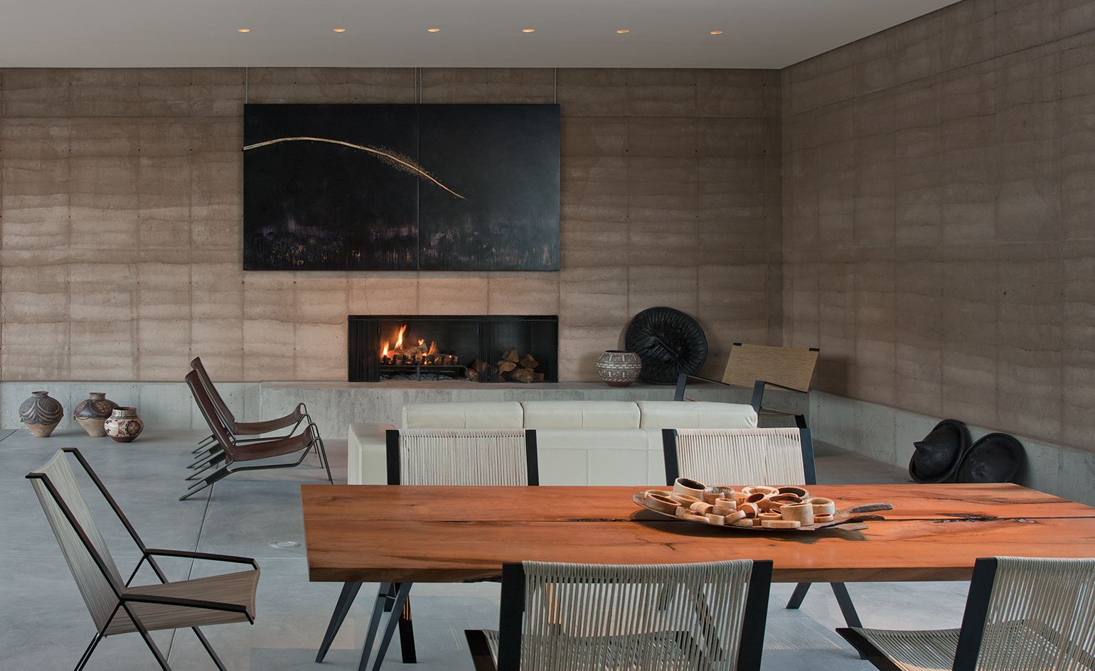 Fireplaces Tucson Luxury An Earthy Warm Aesthetic is Afforded Via the Rammed Earth