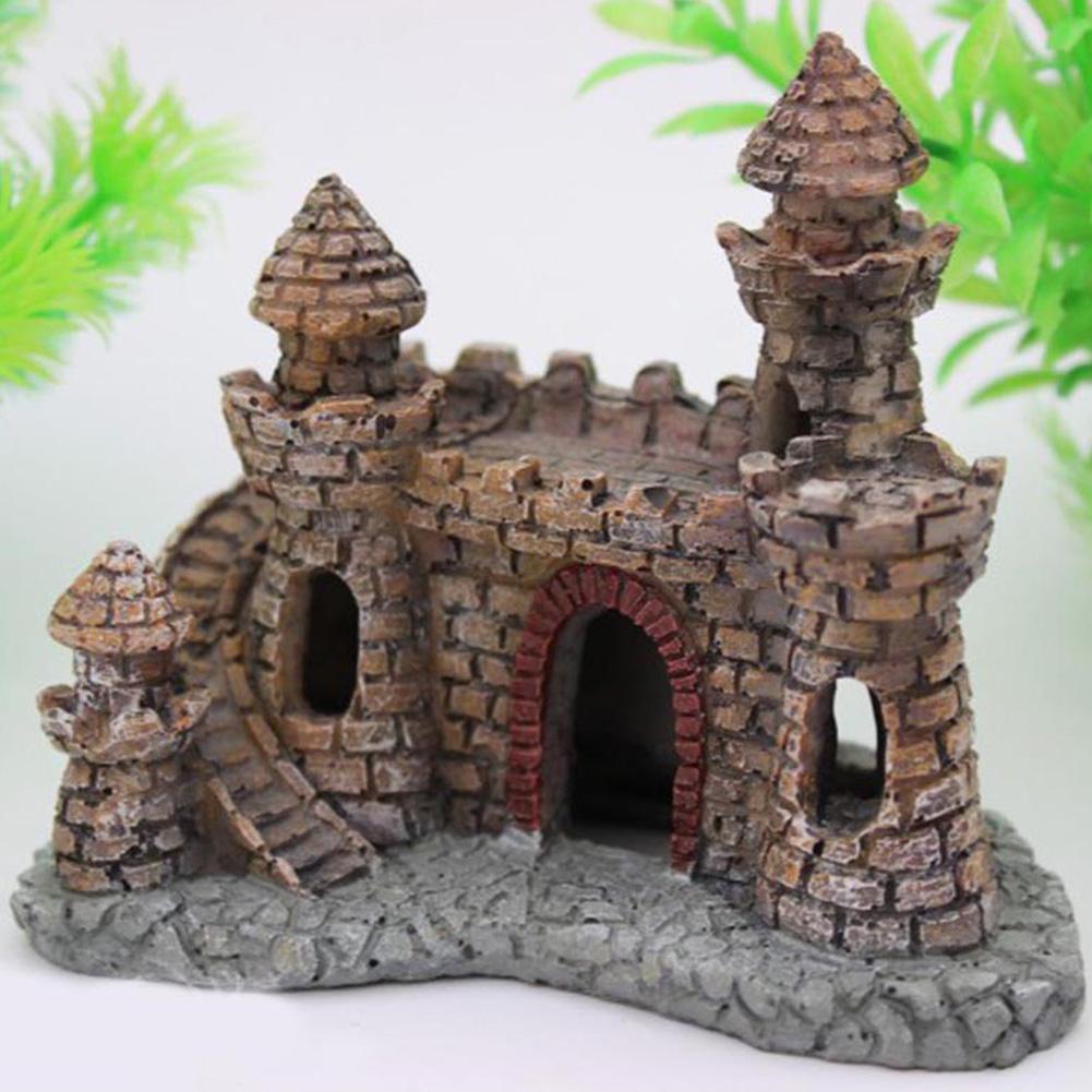 Fish Tank Fireplace New 2019 Resin Cartoon Castle Aquariums Decorations Castle tower ornaments Fish Tank Aquarium Accessories Decoration From Chenyuanfei $5 78