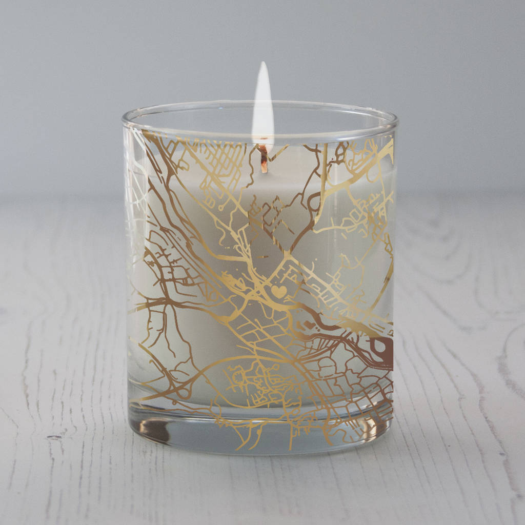 Metallic Personalised Map Candle original metallic personalised map candle