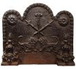 Fleur De Lis Fireplace Screen Unique 18th Century French Wrought Iron Arched Fireback with Lion