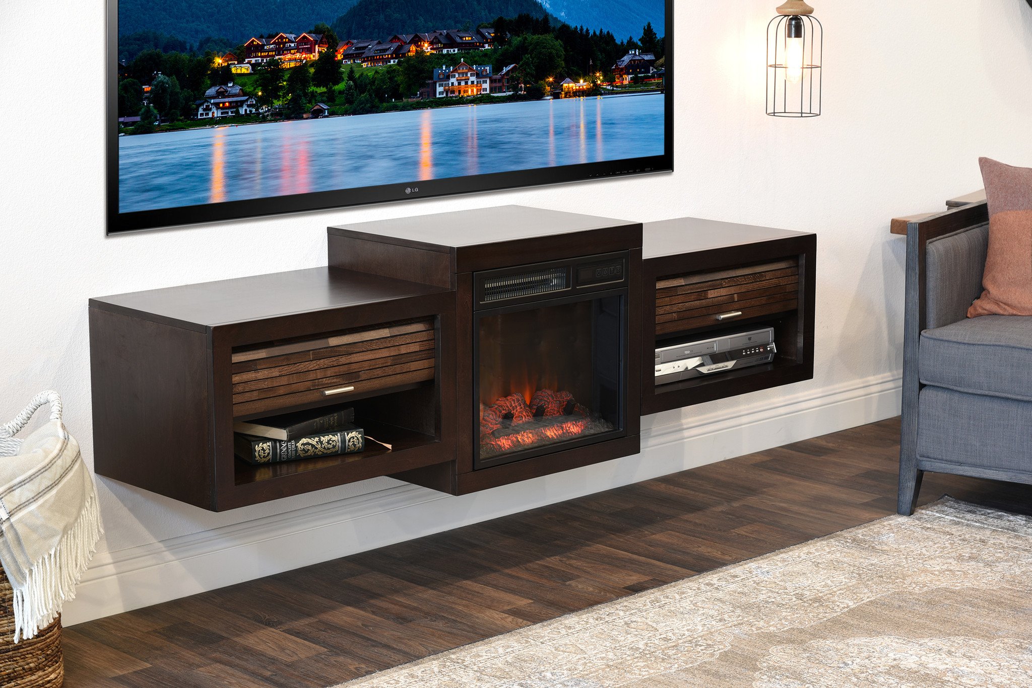 Fireplace Contemporary Furniture Floating FLoating TV Console With Fireplace Eco Geo Espresso 2048x