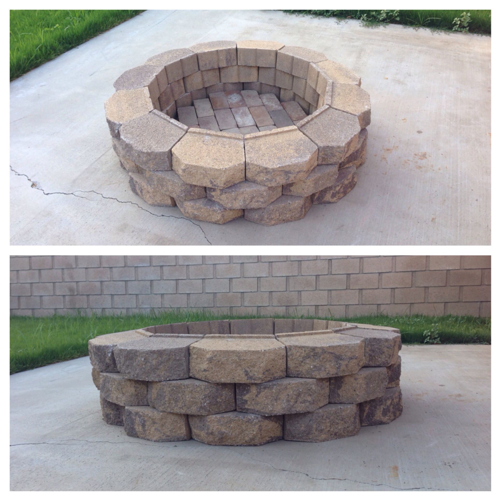 Free Outdoor Fireplace Construction Plans New Diy Fire Pit 36 Retaining Wall Bricks Home Depot Layered