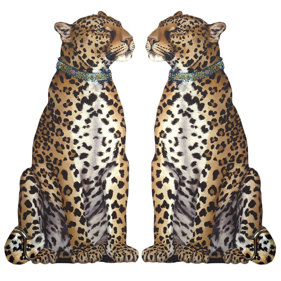 Frontgate Fireplace Screens Elegant Wild Elegance" Pair Of Leopard Free Standing Fire Screens