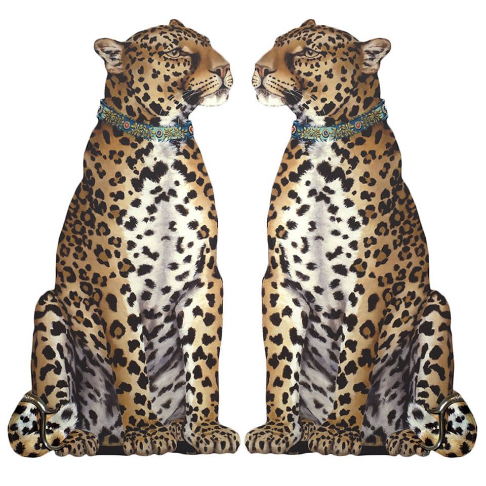 Frontgate Fireplace Screens Elegant Wild Elegance" Pair Of Leopard Free Standing Fire Screens