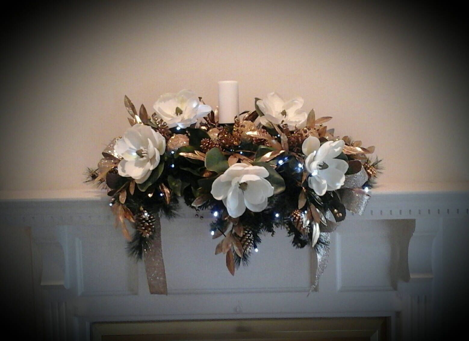 Christmas Floral Centerpiece Lighted Mantel Garland b9360da7b6f f b70c